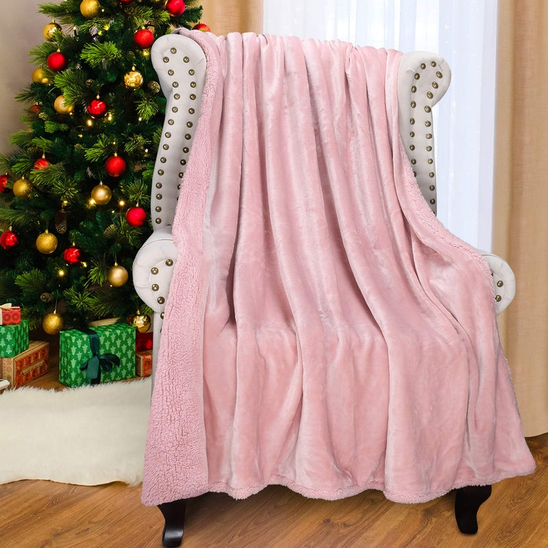 Catalonia Pink Sherpa Throws Blanket for Girls, Valentine's Day Gifts, Super Soft Comfy Fuzzy Micro Plush Fleece Snuggly TV Blanket for Sofa Couch Bed, 50"x60" - Image 5